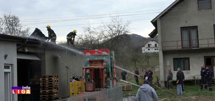IL-Požar-Milovanovići- Izgoreo magacin - Vatrogasci sprečili da plamen proguta kuću i prodavnicu (VIDEO)