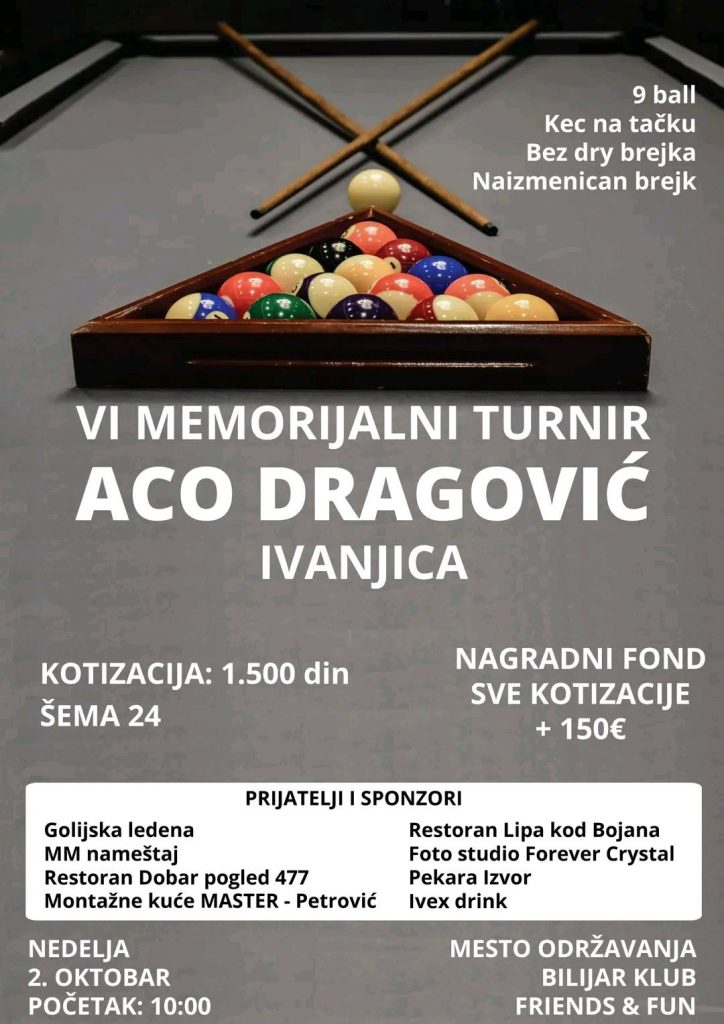 307454546_656939775997009_4044426934915943713_n-724x1024 Ivanjica: Šesti memorijalni turnir u bilijaru ''Aco Dragović''